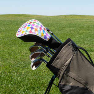 Houndstooth Multicolor+White Big Pattern Golf Head Cover