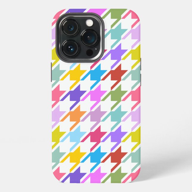 Houndstooth Multicolor+White Big Pattern iPhone Case (Back)