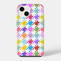 Houndstooth Multicolor+White Big Pattern