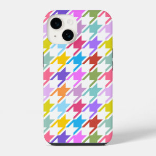 Houndstooth Multicolor+White Big Pattern iPhone 14 Case