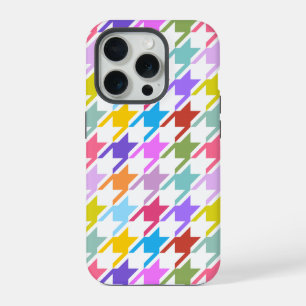 Houndstooth Multicolor+White Big Pattern iPhone 15 Pro Case