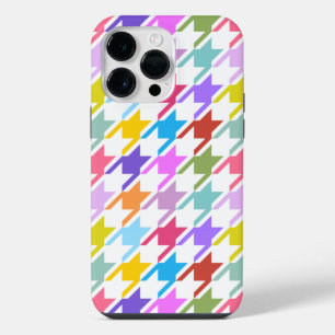 Houndstooth Multicolor+White Big Pattern iPhone 14 Pro Max Case