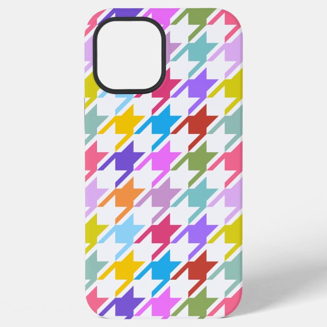 Houndstooth Multicolor+White Big Pattern iPhone Case (Back)