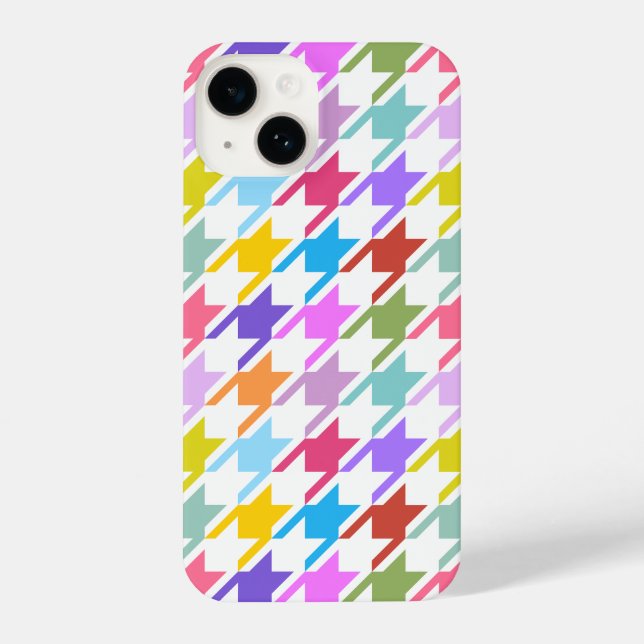 Houndstooth Multicolor+White Big Pattern iPhone Case (Back)