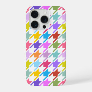 Houndstooth Multicolor+White Big Pattern iPhone 15 Pro Case