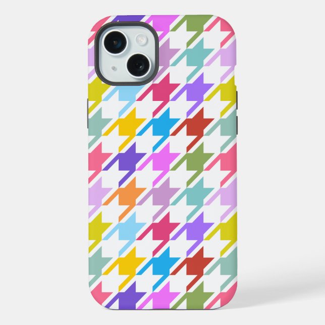 Houndstooth Multicolor+White Big Pattern iPhone Case (Back)