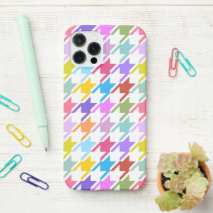 Houndstooth Multicolor+White Big Pattern iPhone 12 Pro Case