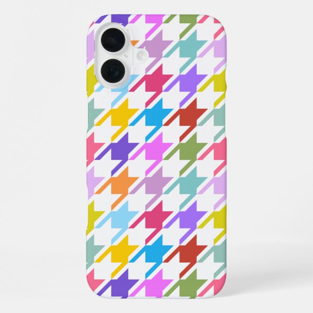 Houndstooth Multicolor+White Big Pattern iPhone Case (Back)