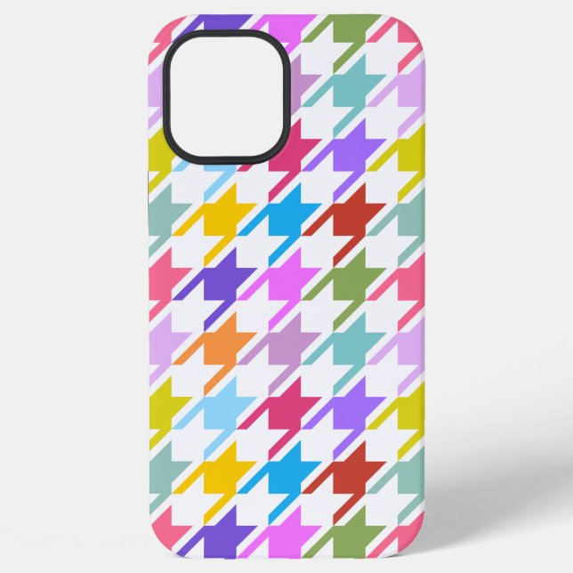 Houndstooth Multicolor+White Big Pattern iPhone Case (Back)