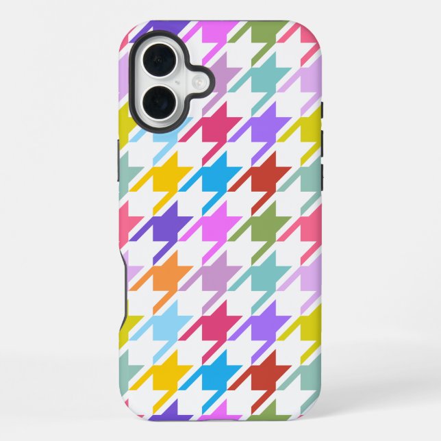 Houndstooth Multicolor+White Big Pattern iPhone Case (Back)
