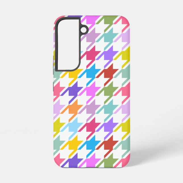 Houndstooth Multicolor+White Big Pattern Samsung Galaxy S22 Case (Back)