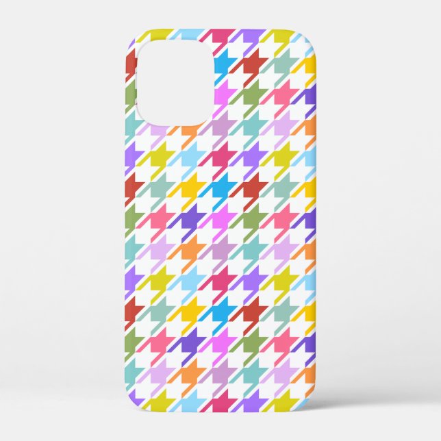 Houndstooth Multicolor+White Pattern Case-Mate iPhone Case (Back)