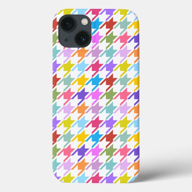 Houndstooth Multicolor+White Pattern Case-Mate iPhone Case (Back)