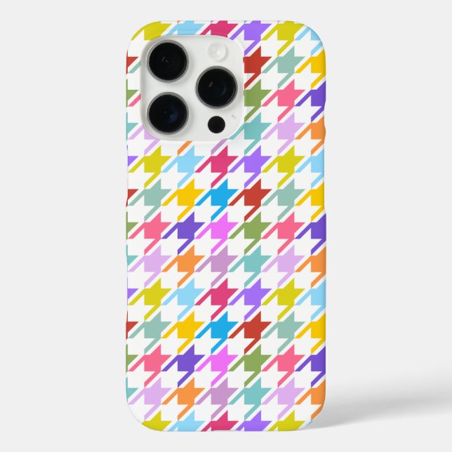 Houndstooth Multicolor+White Pattern Case-Mate iPhone Case (Back)