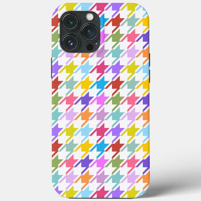 Houndstooth Multicolor+White Pattern Case-Mate iPhone Case (Back)