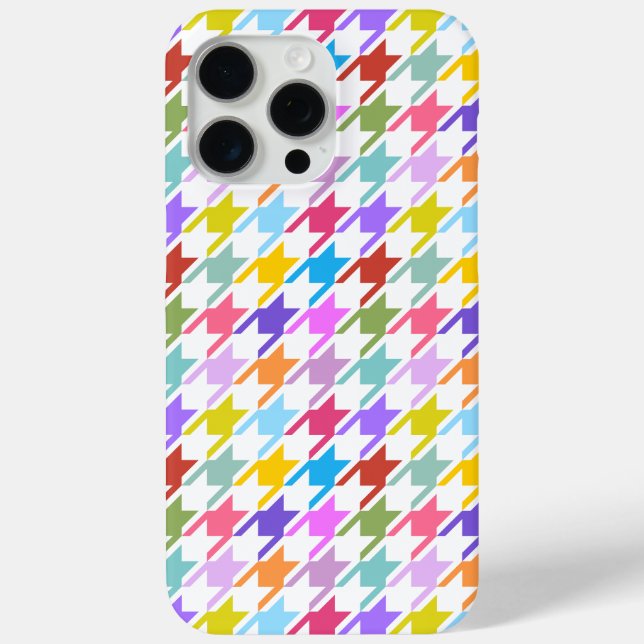 Houndstooth Multicolor+White Pattern Case-Mate iPhone Case (Back)