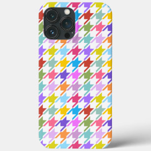 Houndstooth Multicolor+White Pattern iPhone 13 Pro Max Case