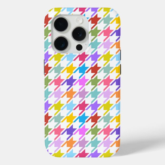 Houndstooth Multicolor+White Pattern Case-Mate iPhone Case (Back)