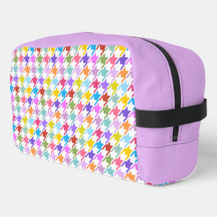 Houndstooth Multicolor+White Pattern Dopp Kit