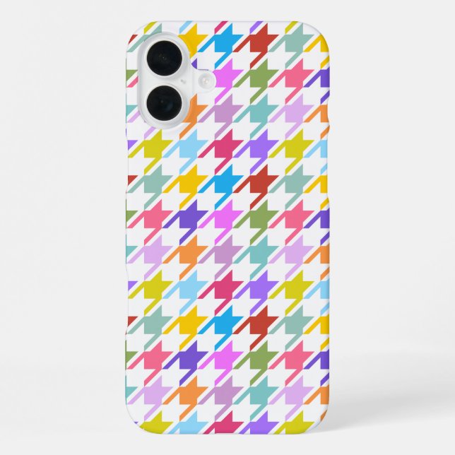 Houndstooth Multicolor+White Pattern iPhone Case (Back)