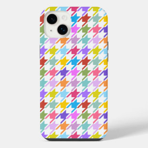 Houndstooth Multicolor+White Pattern iPhone 14 Plus Case