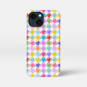 Houndstooth Multicolor+White Pattern iPhone 13 Mini Case