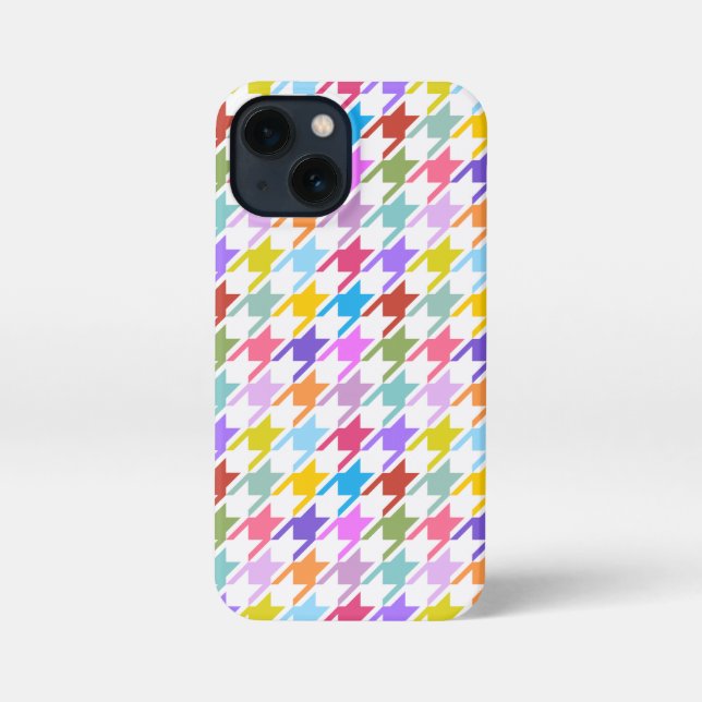 Houndstooth Multicolor+White Pattern iPhone Case (Back)