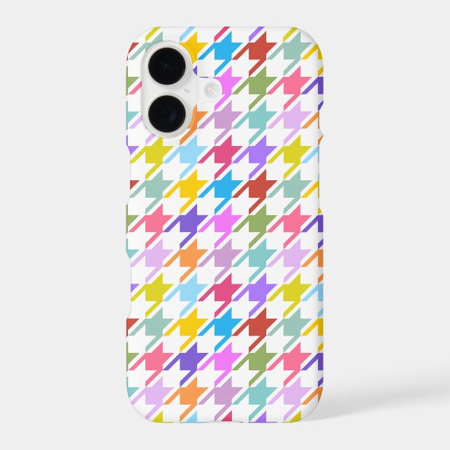 Houndstooth Multicolor+White Pattern iPhone Case (Back)