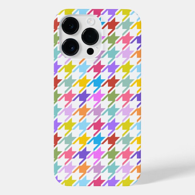 Houndstooth Multicolor+White Pattern iPhone Case (Back)