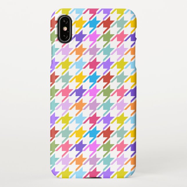 Houndstooth Multicolor+White Pattern iPhone Case (Back)