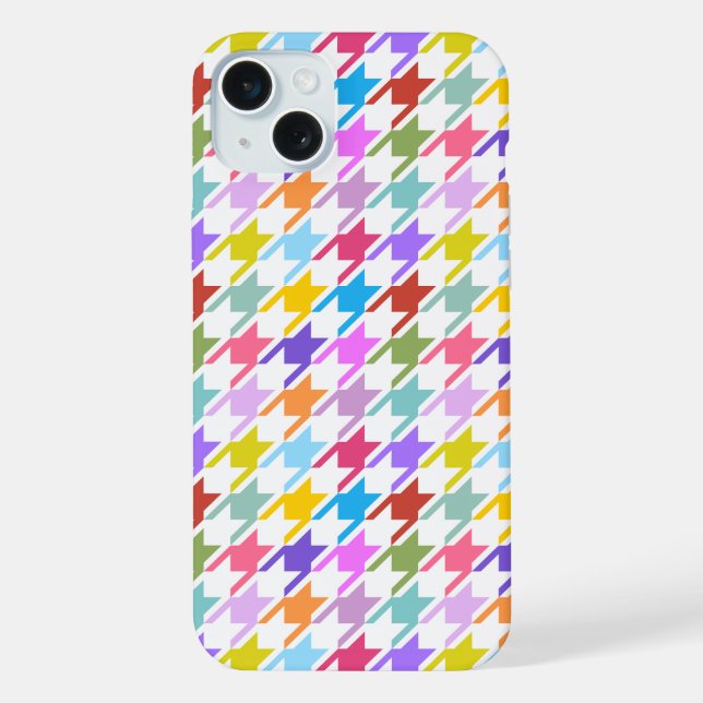 Houndstooth Multicolor+White Pattern iPhone Case (Back)