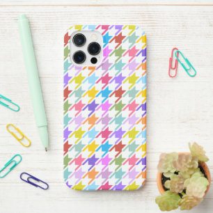 Houndstooth Multicolor+White Pattern iPhone 12 Pro Case