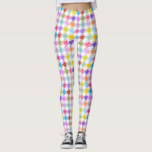 Houndstooth Multicolor+White Pattern Leggings