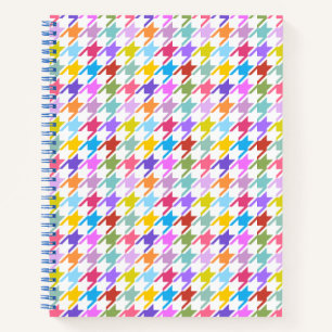 Houndstooth Multicolor+White Pattern Notebook