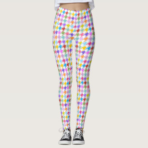 Houndstooth Multicolor+White Rpt Pattern Leggings