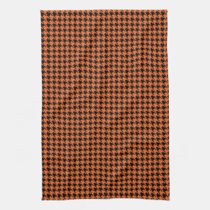 Houndstooth Orange and Black Tea Towel