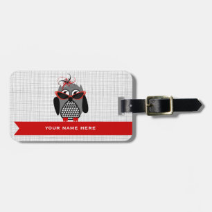 Houndstooth Owl With Sunglasses Luggage Tag