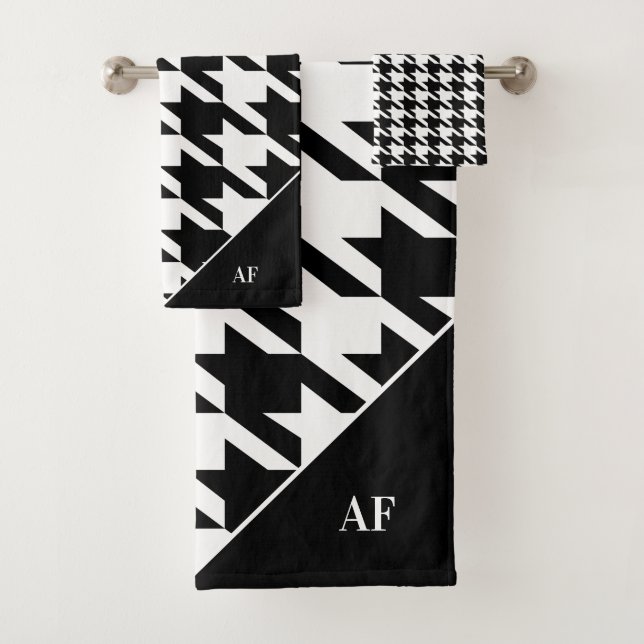 Houndstooth Pattern Bath Towel Set (Insitu)