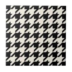 Houndstooth Pattern Black and Cream Tile