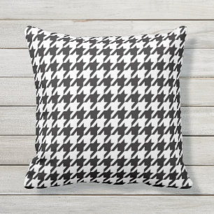 Houndstooth Pattern Black and White Outdoor Cushion