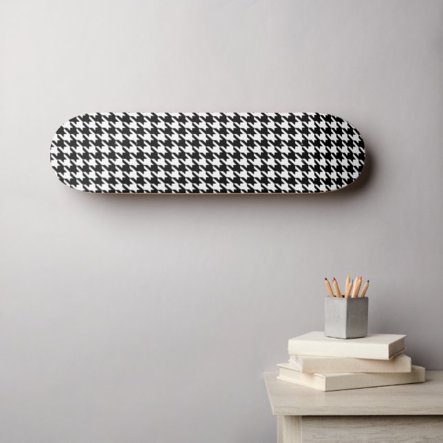 houndstooth pattern black and white skateboard (Wall Art (Horz))