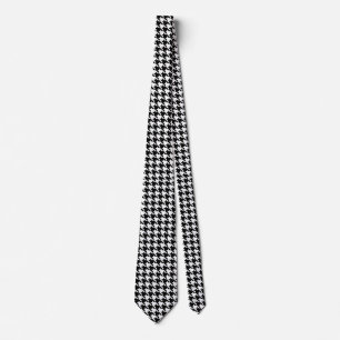 houndstooth pattern black and white tie