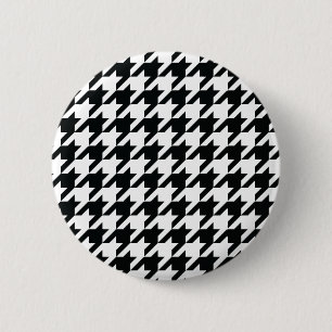 Houndstooth Pattern Black White 6 Cm Round Badge