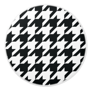 Houndstooth Pattern Black White Ceramic Knob