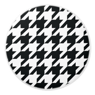 Houndstooth Pattern Black White Ceramic Knob