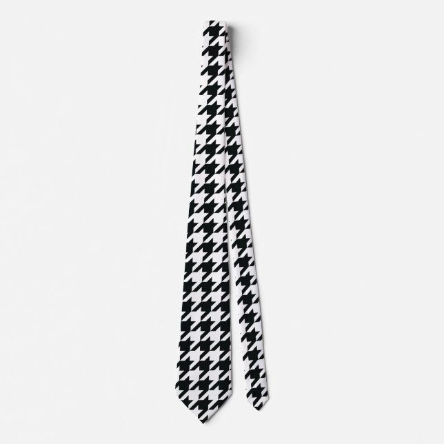 Houndstooth Pattern Black White Tie (Front)