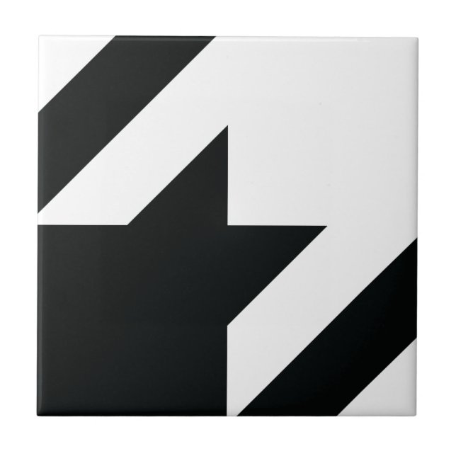 Houndstooth Pattern Black White Tile (Front)