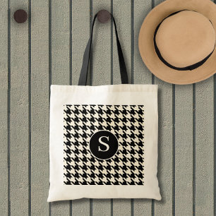 Houndstooth Pattern Black & White Tote Bag