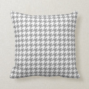 Houndstooth Pattern Grey and White Cushion