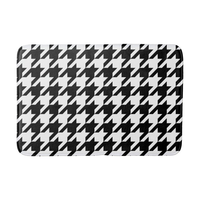 Houndstooth Pattern in Black and White Bath Mat (Front)